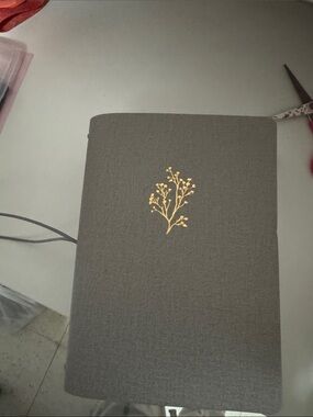 Gray Hardcover Notebook with Gold Floral Accent — Classic Journal